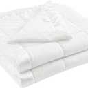 Madison Park Windom Down Alternative Blanket, Premium 3M Scotchgard Moisture Wicking Treatment, Lightweight and Soft Bed Cover For All Season, Satin Trim, White Full/Queen