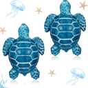 Wonderjune 2 Pack Toilet Bolt Caps Decorative Sea Turtles Toilet Bolt Screw Covers Ceramic Cute Bathroom Decor Fun Themed Gadgets Bathroom Replacement Parts(Classic,Blue)