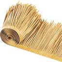 SEKKVY Tiki Hut Grass Roof, Mexican Style Palm Thatch Rolls, Artificial Palapa Thatch Roofing for Tiki Bar, Duck Blind Grass for Garden Umbrella Luau Party Decoration (Yellow, 16" x 394")