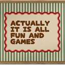 Actually It Is All Fun And Games Sign Wall Art Funny Playroom Quote Wall Decor Painting Vintage Striped Kids Game Room Canvas Poster Prints Picture for Bedroom Living Room 16x24 inch Wood Framed
