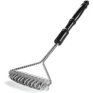 Brushtech Double Helix Grill Brush, 16″ Flat BBQ Grill Cleaner - Bristle‑Free Coil Springs Clean Tops & Sides - Galvanized Steel, Long Reach Handle, Heavy‑Duty BBQ Tool for Gas & Charcoal Grates