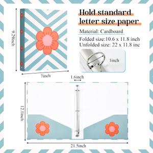 ReliThick 3 Pcs Retro Bow 3 Ring Binder, 1 Inch Round Ring with Interior Pockets, Decorative Retro Binders, Clipboard Binder, Groovy School Supplies for School Office,Letter Size (Mixed Color)