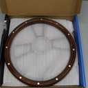 14" Dark Mahogany Wood Steering Wheel w/Black"SS" Horn for Any Chevy Car or Truck