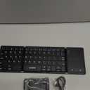 Samsers Multi-Device Foldable Bluetooth Keyboard with Touchpad, Rechargeable Dual-Mode(2.4G+BTx2) Wireless Keyboard with Holder, Portable Folding Keyboards for Android Windows iOS Mac OS - Black