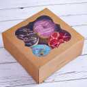 CHERRY 15-Pack 7"x7"x3"Brown Bakery Boxes with PVC Window for Pie and Cookies Boxes Medium Natural Kraft Paper Cardboard Box,Pack of 15