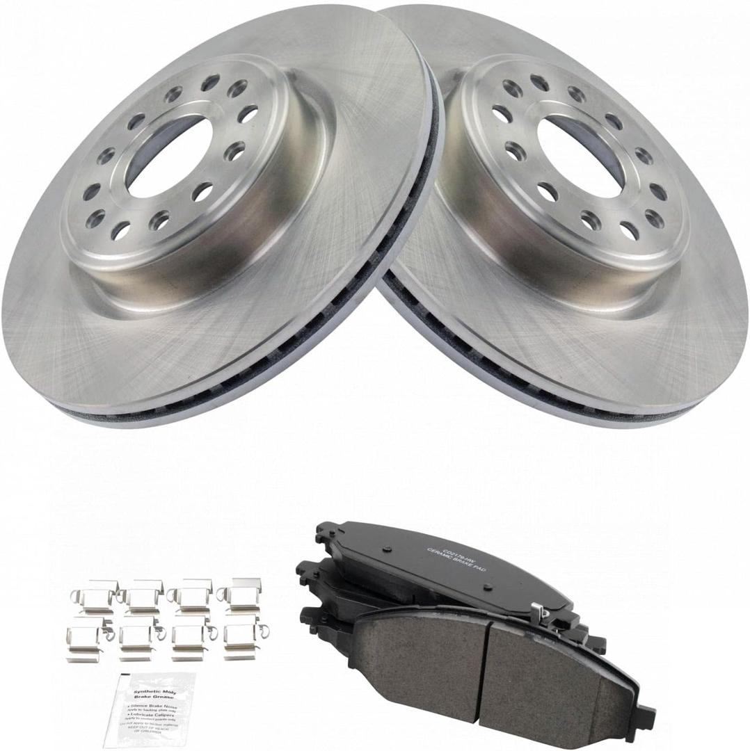 TRQ Front Brake Pad & Rotor Kit Brake Pads Brake Rotor Ceramic Compatible with 2019-2021 Ram 1500