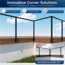 Side Mount Inner Corner Post 42" (Post Body 47.6"), Fixed Top Three Side Drilled Corner Post Cable Railing, Black Stainless Steel 304 Fascia Mount Metal Post with Inner Terminal & Cable Grommet