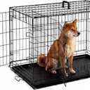Dog Crate - Medium 36 Inch Double Door Portable Dog Cage, Metal Wire Pet Kennel with Secure Lock, Leak-Proof Pan Tray, Foldable Design for Dogs Pets Indoor Training and Outdoor Trave