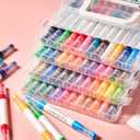 Dual Tip Acrylic Markers : 48-Color Brush & Fine Point Paint Pens - Water Based Markers Set with Portable Case for School Classroom Scrapbook Painting Drawing Coloring