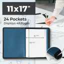 Dunwell 11x17 Art Portfolio Binder with Black Mounting Paper (Blue), Large Portfolio Folder for Artwork Storage, 24 Plastic Sleeves, Displays 48 Pages, Acid-Free Poly 11 x 17 Presentation Book