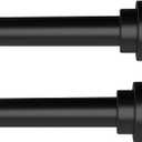 Black Curtain Rods for Windows 28 to 48 Inch(2.3-4ft), 2 Pack 5/8 Inch Diameter Heavy Duty Metal Drapery Rods with Brackets, Modern Decorative Drapery Rods, Window Curtains Rod