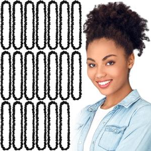 Yunlly 20 Pcs Extra Large Satin Scrunchies Extra Long Silk Hair Tie Elastic Non Slip Ponytail Holders Stylish Hair Accessories for Women Thick Curly, Natural and Dreadlock, Black
