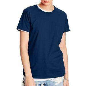 Hanes Perfect-T Crewneck T-Shirt, Lightweight Cotton Short Sleeve Tee for Women (Medium, Navy)