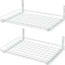EVERHANGER Garage Wall Shelves 12x18 Inch, Wall Mounted Storage Shelf, Metal Shelf Rack, Heavy-Duty Shelf Organizer 2 Pack, White, 18X 12inch