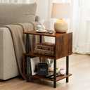 Frylr Small Side Table, End Table and Nightstand with 3-Tier Wood Shelves, Sturdy Metal Frame with 44 LBS Capacity per Shelf, Easy to Assemble for Living Room or Bedroom,Rustic Brown