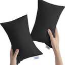 Small Pillow Mini for Travel 2 Pack, 11" x 7" Tiny Pillows with Name Tag, Travel and Sleep, Great Small Rectangular for Neck, Lumbar, Back, Pet Dogs, Black