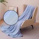 Amazon Basics Striped Cooling Blanket for Hot Sleepers, Reversible Lightweight Thin Throw Blanket for Bed, Couch and Sofa, Twin XL (60" x 90"), Blue Striped