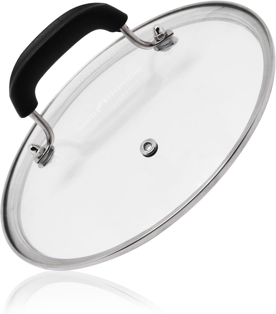 8 Inch Pan Lid, Tempered Glass Lid, Universal Pot Lids for Cooking, Designed with Steam Vent Hole and Heat Resistant Handle