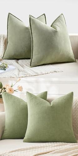 MIULEE Pack of 2 Chenille Decorative Throw Pillow Covers Bundle Pack of 2 Chenille Decorative Throw Pillow Covers 20x20 Inch 18x18 Inch Sage Green