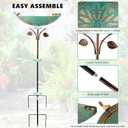 Metal Bird Baths for Outdoors, 39" H Birdbath with 13 Inch Bowl, Standing Bird Bath & Bird Feeder with Stake for Outside Garden Patio Yard Lawn Decor,Green