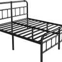 BOSRII King Size Bed Frame with Headboard and Footboard, 18 Inches High, 3500 Pounds Metal Slats Support for Mattress, No Box Spring Needed,Noise-Free, Black