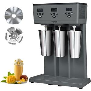 VEVOR Milkshake Maker, 375W x 3 Electric Milkshake Machine, Commercial Triple Heads Drink Mixer Blender, LED Intelligent Microswitch, 3-Speed Milkshake Mixer with 3 x 820 ml Stainless Steel Cups
