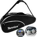 Tennis Racket Bag (3-5 Racquet), with Shoe & Phone Compartment and Protective Pad, Super Roomy and Lightweight Racquet Bag for Tennis, Badminton (Black)