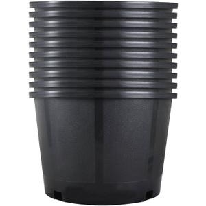 Short 5 Gallon Pot for Plants, Sturdy Plastic Planter Pots with Drainage Holes, Large Plastic Planters, for Seedlings, Succulents, 10 Pcs 5 Gallon Short