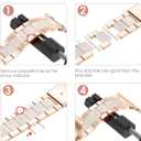 Wearlizer Compatible with Apple Watch Band 38/40/41/42mm Fashion Wristbands Womens, Stainless Steel + Resin Metal Replacement for iWatch Series 11 10 9 8 7 6 5 4 3 SE/Ultra 3 2 1-RoseGold/Colorful