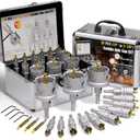KJE 20 in 1 (1/2"to 2-1/8") Carbide Hole Saw Kit for Metal - Heavy Duty TCT Hole Cutter Drill Bits Set with Titanium Pilot drills & L-Wrenches & Aluminum Box, for Stainless Steel/Iron/Aluminum | Metal