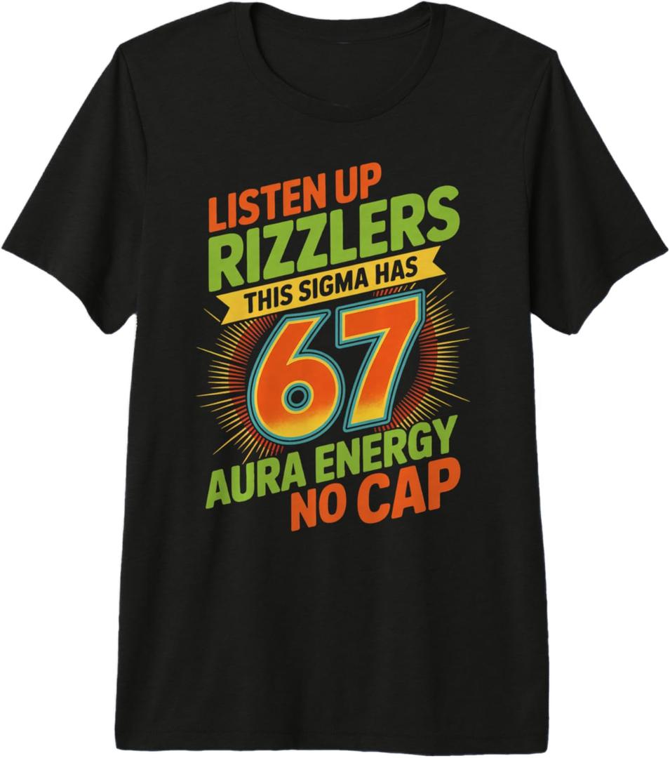 Sigma Has 67 Aura Number 67th Aura Farming Ice Cream Drip Premium Tri-Blend T-Shirt S