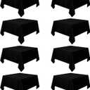 8 Pack Black Tablecloths 54 x 54 Inch Square Tablecloth, Wrinkle Resistant Black Table Cloth Washable Polyester Fabric for Party Wedding Banquet
