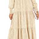 PRETTYGARDEN Women's Fall Spring Midi Dress Long Sleeve Floral Smocked Elegant Wedding Guest Long Flowy Dresses with Pockets (XXL)