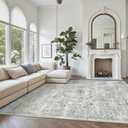 Soalmost Washable Area Rug 8x10, Gray Soft Rug for Living Room Vintage 8x10 Area Rugs for Bedroom Dining Room Floral Non-Slip Thin Grey Rug