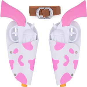 ArtCreativity Pink Cowgirl Holster and Western Toy Gun Set - Pink Toy Gun with Holster for Girls Cowgirl Costume, 2 Gun Toys, and Brown Western Belt - Cowgirl Accessories for Girls Halloween Costume
