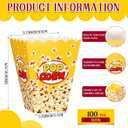 Panelee 100 Pack Popcorn Boxes for Christmas Movie Night 24oz Popcorn Disposable Paper Bucket Bags Bulk Snack Container Cups Holder for Xmas Party Carnival (5 x 3.75 x 2.25 Inch)