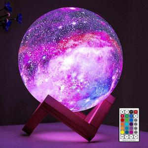 BRIGHTWORLD Moon Lamp Galaxy Lamp 5.9 inch 16 Colors LED 3D Moon Light, Remote & Touch Control Moon Night Light Gifts for Girls Boys Kids Women BirthdayWooden Base