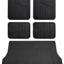 FH Group Premium Liners Tall Channel Trimmable All Weather Rubber Full Set Car Floor Mats (Black) w. Trimmable All-Season Cargo Liner (Black) - Universal Fit for Cars Trucks and SUVs