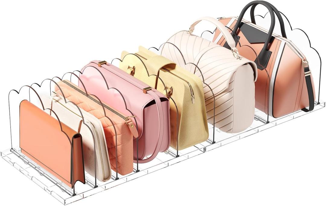 Lifewit Purse Organizer for Closet, Clear Handbags Storage Organizer, Adjustable Purse Holder Rack for Closet Organization, 2 Pack Bookshelf Separator Dividers for Clutch Bag/Shirts/Sweater in Bedroom