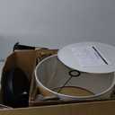 GLOBE Electric 67525 Avellino 66" Floor Lamp, Matte Black, White Linen Shade, Stepless Rotary Dimmer Switch on Socket