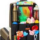 SURDOCA Upgraded Car Organizer with 11-inch Tablet Holder, 8 Pockets, Car Seat Protector for Road Trips - Car Storage and Organizers for Kids (1pc, Black)