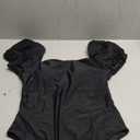 Saodimallsu Womens One Piece Swimsuit Short Puff Sleeve Square Neck Sexy Backless Tummy Control Bathing Suit Black Medium