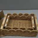 CubesLand Toilet Paper Storage Organizer Basket, Scalloped Decorative Baskets for Over Toilet Shelves, Wicker Small Basket Perfect for Home Countertop Storage & Decor, Living Room Shelf Decor, Neutral