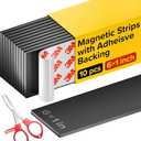 Magnetic Strips with Adhesive Backing - Magnetic Tape for Crafts - Tool and Knife Magnet Strips for Kitchen, Garage and Garden - Adhesive Magnetic Tool Holder Strip for Wall (10 Pieces, 6" x 1")