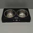 Jovrun Elevated Dog Bowls for Small Dogs and Cats, Non-Slip Cat Bowls with 2 Thick 5.5" Stainless Steel Dishes, Dog Feeder 2 Heights Adjustable to 2.6"-5.3"
