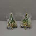 Loncaster Set of 2 Christmas Stocking Holders for Mantle, Glitter Green Xmas Tree Weighted Stocking Holder for Mantle, Non-Slip Xmas Hangers for Fireplace Christmas Party Decorations Gifts(Gold Tree)