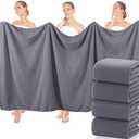 Lounsweer 4 Pcs Extra Large Bath Towel Set 40 x 80 Inches Oversized Bath Sheets for Adults Jumbo Soft Highly Absorbent Coral Fleece Shower Towel for Hotel Bathroom Guest Spa Gym (Light Gray)
