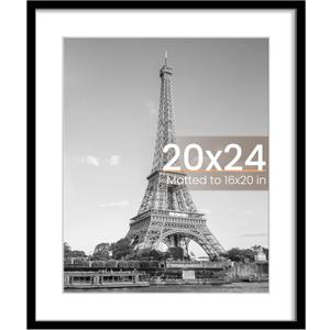Upsimples 20x24 Picture Frame, Display Pictures 16x20 with Mat or 20 x 24 Without, Wall Hanging Poster Frames, Black, 1 Pack