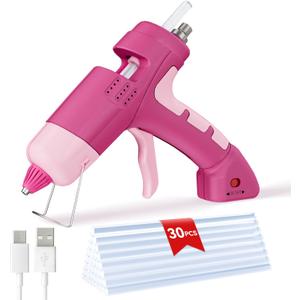 20W Rechargeable Pink Hot Glue and Sticks Set,Mini Glue for School Craft DIY Arts