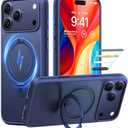 TORRAS Ostand Magnetic for iPhone 17 Pro Case, Fit for MagSafe, 3X Military Drop Protection, Camera Control, Slim Phone Case for iPhone 17 Pro with Kickstand, Translucent Matte Cover 6.3", Deep Blue